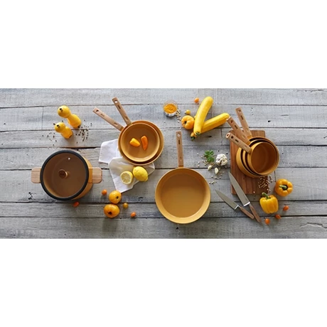 Casserole Ector Induction Aluminium Revêtu Manche En Bois 16 Cm Jaune 7 Casserole Ector Induction Aluminium Revêtu Manche En Bois 16 Cm Jaune – Image 5