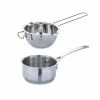 Lot Petite Casserole Inox 12 Cm Et Bol Bain-marie Inox 14 Cm Avec Poignée Longue