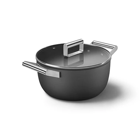 Smeg Faitout Bas Aluminium Antiadhésif 24 Cm Noir Mat Avec Couvercle En Verre Trempé 3 Smeg Faitout Bas Aluminium Antiadhésif 24 Cm Noir Mat Avec Couvercle En Verre Trempé