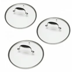 Lot 3 Couvercles En Verre Excell'Inox 16, 18 Et 20 Cm