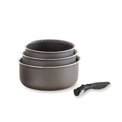 Set 3 Casseroles Anti-adhésives Effet Pierre Et Manche Amovible -de Buyer Soldes Magasin 20216 1 3 Set 3 casseroles anti adhesives Effet Pierre et manche amovible Mathon