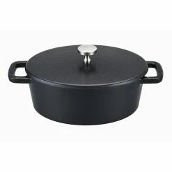 Mini Cocotte En Fonte émaillé Ovale Black Design 12,5 Cm Noir Mat