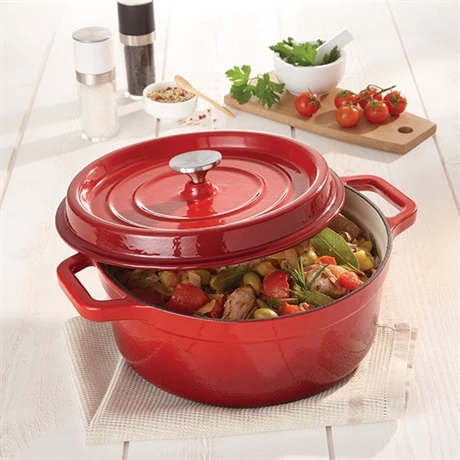 Cocotte En Fonte Ronde 24 Cm 3,7 L Rouge 5 Cocotte En Fonte Ronde 24 Cm 3,7 L Rouge – Image 3