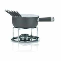 Service à Fondue Revêtement Céramique 6 Personnes Gris