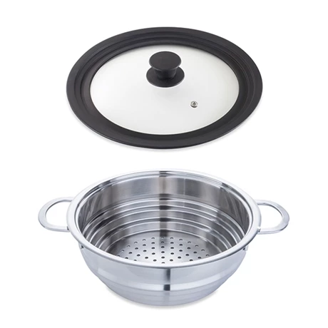 Lot Panier Vapeur Multidiamètre 20, 22, 24 Cm Et Couvercle En Verre Multidiamètre 3 Lot Panier Vapeur Multidiamètre 20, 22, 24 Cm Et Couvercle En Verre Multidiamètre