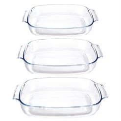 Set De 3 Plats à Four Rectangulaires En Verre Borosilicate