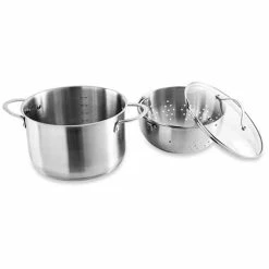 Faitout Inox 24 Cm Avec Panier Passoire Rotatif Et Couvercle En Verre 6,7 L -de Buyer Soldes Magasin 273095 4 4 Faitout inox 24 cm avec panier passoire rotatif et couvercle en verre 6 7 L Mathon