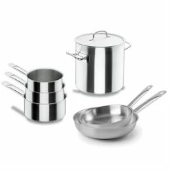 Batterie De Cuisine Tout Inox : 3 Casseroles, 2 Poêles Et 1 Marmite Chef Classic