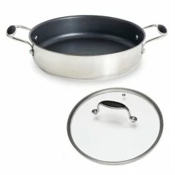 Sauteuse Anti-adhérente Avec Anses Excell’Inox 28 Cm Et Couvercle En Verre