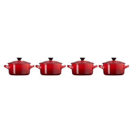 Le Creuset Set 4 Mini-cocottes Céramique 10 Cm Cerise 6 Le Creuset Set 4 Mini-cocottes Céramique 10 Cm Cerise – Image 4