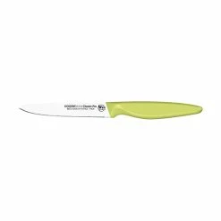 Couteau D'office Lame Crantée 11 Cm Vert Anis Bio Sourcé