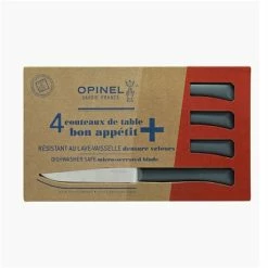 Opinel Coffret 4 Couteaux De Table Lame Micro-dentée 11 Cm Bon Appétit Plus Anthracite