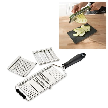 Mandoline Multifonctions 3 Lames Interchangeables Inox 3 Mandoline Multifonctions 3 Lames Interchangeables Inox