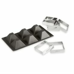 Patisse Moule Silicone 6 Pyramides+ 6 Cadres à Tartelettes