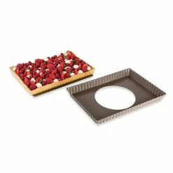 Moule à Tarte Amovible Rectangle Acier Revêtu Anti-adhérent Bords Cannelés 30 Cm -de Buyer Soldes Magasin 54104 1 5 Moule a tarte amovible rectangle acier revetu anti adherent bords canneles 30 cm Mathon