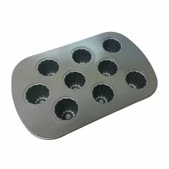 Plaque 9 Canelés En Acier Revêtu Anti Adhérent 34 Cm