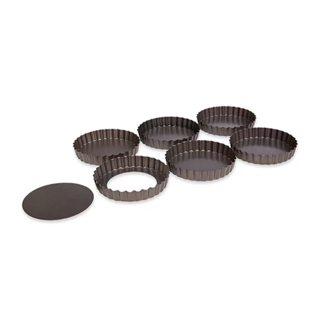 Set De 6 Moules à Tartelette Avec Fond Amovible Acier Revêtement Antiadhérent 12 Cm 4 Set De 6 Moules à Tartelette Avec Fond Amovible Acier Revêtement Antiadhérent 12 Cm – Image 2