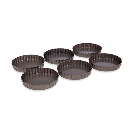 Set De 6 Moules à Tartelette Avec Fond Amovible Acier Revêtement Antiadhérent 12 Cm 5 Set De 6 Moules à Tartelette Avec Fond Amovible Acier Revêtement Antiadhérent 12 Cm – Image 3