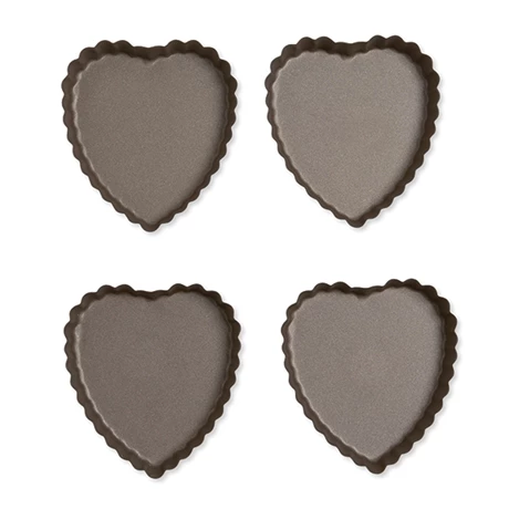 Set De 4 Moules à Tartelette Coeur Revêtement Antiadhérent 11 Cm 4 Set De 4 Moules à Tartelette Coeur Revêtement Antiadhérent 11 Cm – Image 2