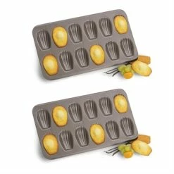 Lot De 2 Plaques 12 Madeleines Revêtu Anti-adherent