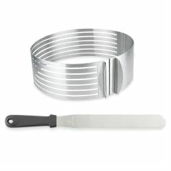 Set Couteau à Génoise Spatule à Glaçage Et Cercle à Trancher Extensible Inox