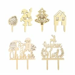 Kit De Décorations De Noël En Bois Pour Bûches Et Gâteaux