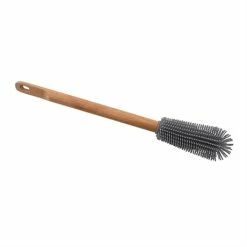 Brosse De Nettoyage En Hêtre Et Silicone Pour Bouteilles