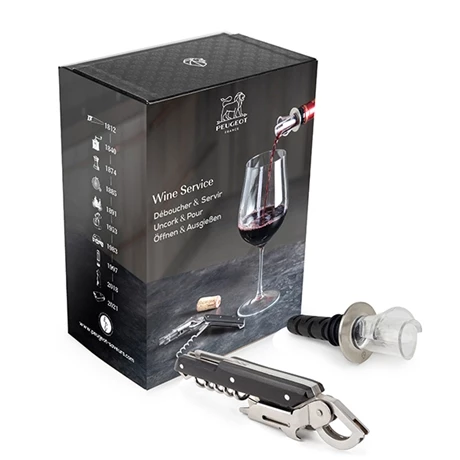 Peugeot Coffret Wine Service - Tire-bouchon Clavelin Noir + Bec Verseur Arum 3 Peugeot Coffret Wine Service - Tire-bouchon Clavelin Noir + Bec Verseur Arum