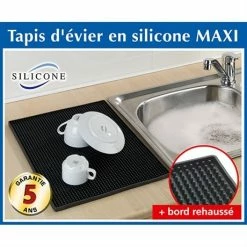 Tapis égouttoir Silicone Noir 40 Cm -de Buyer Soldes Magasin 610016 1 3 Tapis egouttoir silicone noir 40 cm Wenko by Maximex