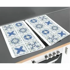 Set 2 Couvre-plaques Carreaux Bleus -de Buyer Soldes Magasin 623001 2 3 Set 2 couvre plaques carreaux bleus Wenko by Maximex
