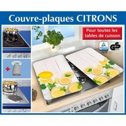 Set 2 Couvre-plaques Protection Motif Citrons -de Buyer Soldes Magasin 62386 2 3 Set 2 couvre plaques protection motif Citrons Wenko by Maximex