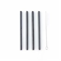 Set De 4 Petites Pailles Courtes En Inox Avec Brosse