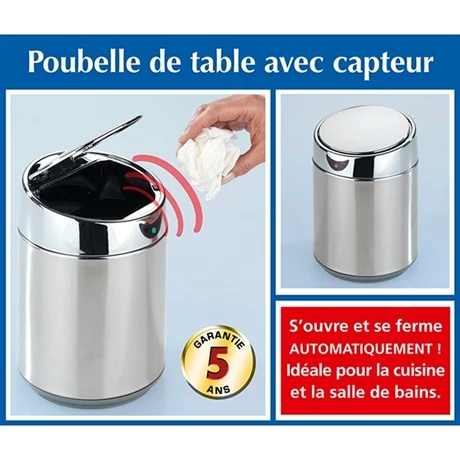 Poubelle Cosmétique à Capteur Senso Chrome En Inox 6 Poubelle Cosmétique à Capteur Senso Chrome En Inox – Image 4