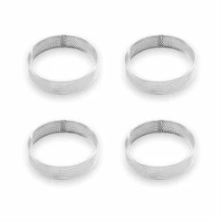 Lot 4 Cercles à Tarte Perforés En Inox Rond 8 Cm