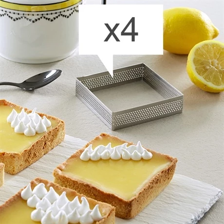Lot 4 Cercles à Tarte Perforés En Inox Carré 8 Cm 4 Lot 4 Cercles à Tarte Perforés En Inox Carré 8 Cm – Image 2