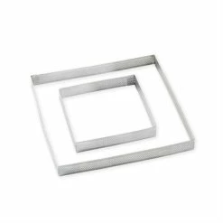 Lot De 2 Cercles à Tarte Perforés En Inox Carré 12 Et 20 Cm