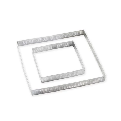 Lot De 2 Cercles à Tarte Perforés En Inox Carré 12 Et 20 Cm 2 Lot De 2 Cercles à Tarte Perforés En Inox Carré 12 Et 20 Cm