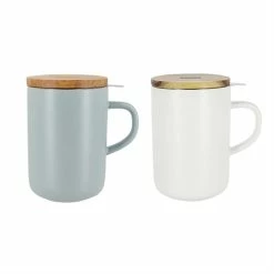 Lot De 2 Tisanières Mug Juliet Perle Et Blanc